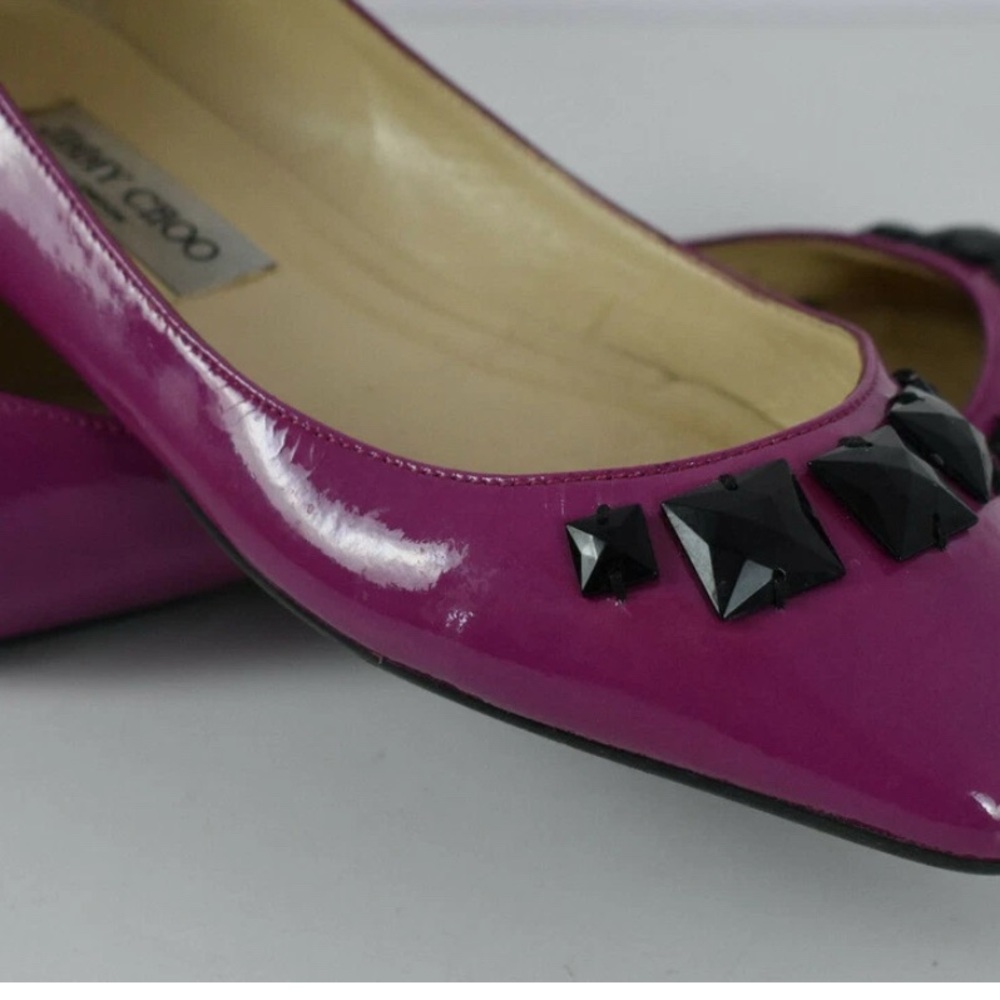 Jimmy Choo Pink and Black Studded Flats